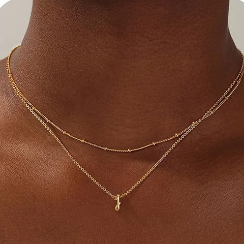 Gold Layered Initial Necklaces for Women, Letter Necklace Gold Jewelry Teen Gift Trendy Stuff Personalized Gifts for Women Her
