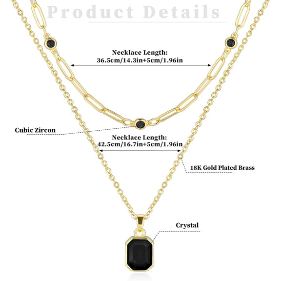Gold Layered Necklaces For Women, 18K Gold Plated Crystal Necklace Paperclip Choker Emerald Green Jewelry For Women Gifts[o7893]