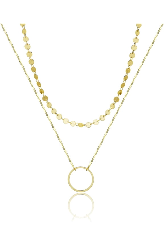 Gold Layered Necklaces For Women, 14K Gold Plated/Silver Dainty Link Chain Paperclip Twist Rope Disc Lightning Satellite Pendant Necklace Adjustable Choker Necklace Jewelry Gifts For Women[Z3440]