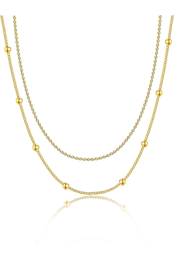Gold Layered Necklaces For Women, 14K Gold Plated/Silver Dainty Link Chain Paperclip Twist Rope Disc Lightning Satellite Pendant Necklace Adjustable Choker Necklace Jewelry Gifts For Women[Z3438]