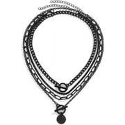 KASAKI Gold Layered Necklaces for Women Chunky Gold Necklace Herringbone Paperclip Chain Necklace Dainty Cuban Stacking Coin Heart Star Cross Pendant T Bar Necklace Gold Jewelry Gifts