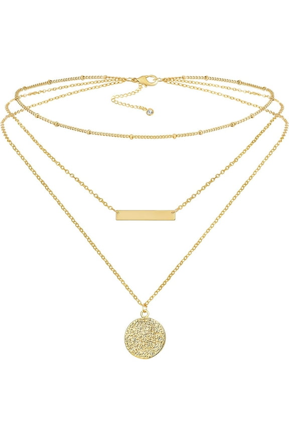 Gold Layered Necklaces for Women, Dainty 14K Gold Plated Pendant Necklace and Choker Necklaces for Women