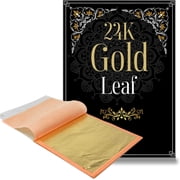 Gold Leaf Company 24K Edible Gold Leaf Sheets, Pack of 5, 2 x 3 Inch, Premium Food Grade Gold Foil for Cake Decorating, Baking, Desserts, Food Gilding & Facial Beauty