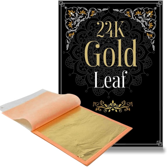 Gold Leaf Company 24K Edible Gold Leaf Sheets, Pack of 5, 2 x 3 Inch, Premium Food Grade Gold Foil for Cake Decorating, Baking, Desserts, Food Gilding & Facial Beauty