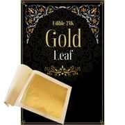 Gold Leaf Company 24K Gold Leaf Sheets, 5 Count Booklet, 2 x 2 Inch Real Gold Foil for Cake Decorating, Chocolates, Art Crafts, Makeup, Spa & Gilding