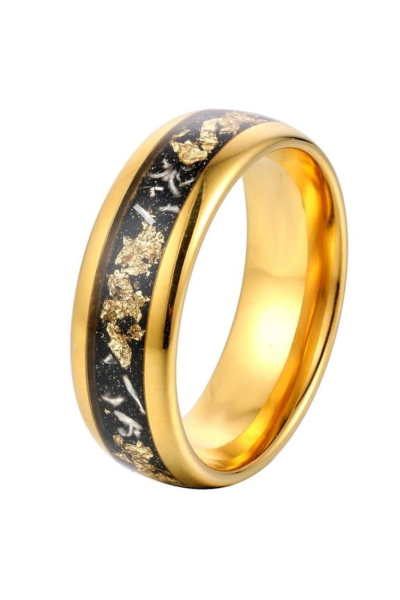 Gold Leaf Flakes Wedding Band,Meteorite Gold Leaf Flakes Wedding Band,Tungsten Ring, Mens Ring, Promise Ring