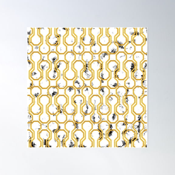 Gold Leaf Geometric Pattern Poster Wall Art, Modern Wall Decor For Living Room Bedroom, 30x30 UNFRAMED