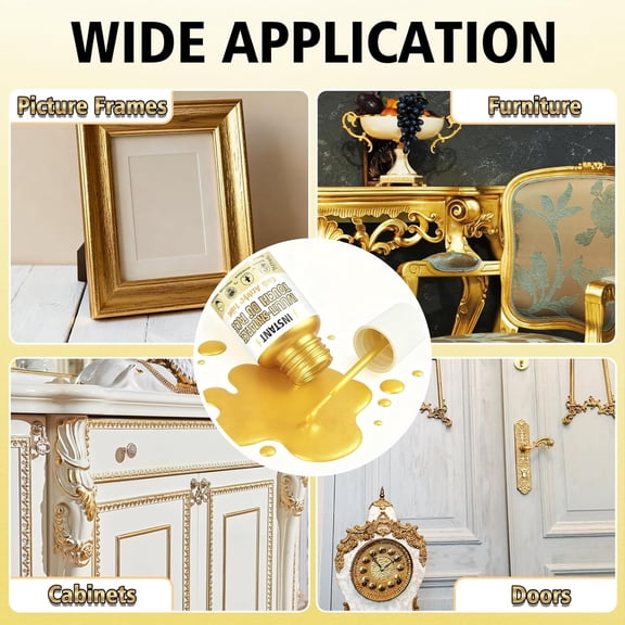 Gold Leaf Paint, Gold Paint for Metal and Wood Rich Metallic Shine, Fast Drying & Long-Lasting Acrylic Coating for Furniture, Art & Crafts (30ml / 1.5oz)$$Tools & Hardware Other