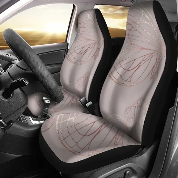 Gold Leaf Pattern Car Seat Cover Fits Most Car Interior Accessories Set of 2 Universal Front Seat Covers