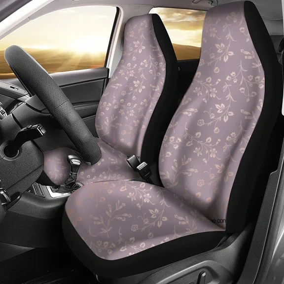 Gold Leaf Pattern Car Seat Cover Fits Most Car Interior Accessories Set of 2 Universal Front Seat Covers