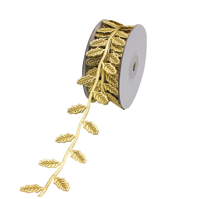 Gold Leaf Ribbon 10m Gold Leaves Trim Rope Artificial Leaf Ribbon for ...
