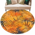 thumbnail image 1 of Gold Leaf Round Area&nbsp;Rug 6ft Orange Palm Leaves Watercolor Modernism Non-Slip&nbsp;Washable Circle Rugs Soft Felt Indoor Floor Mat for Bedroom Kitchen Living Room Bathroom, 1 of 9