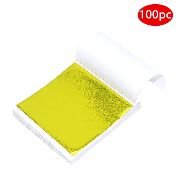 Gold Leaf Sheets,100 Sheets 3.5" Baby Pink Gilding Gold Foil for Paintings, Arts Crafts, Nail Deco, Furniture Yellow