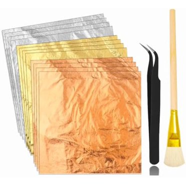 10 Sheets Rose Gold Leaf 8x8cm – 100% Genuine For Gilding Art & Crafts