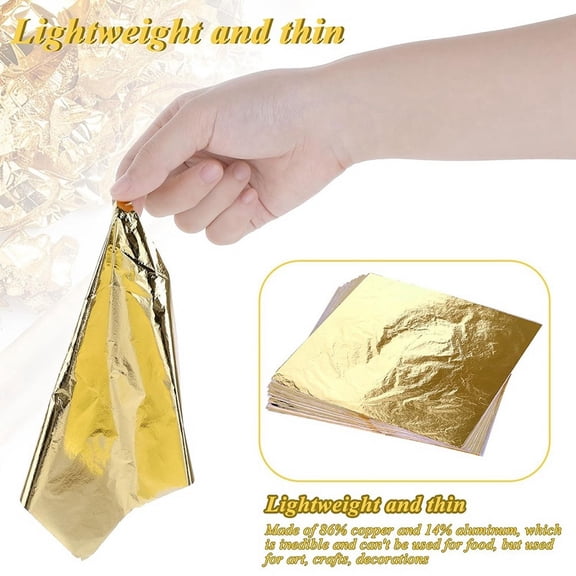 Gold-Leaf Sheets for Art, 200 Pcs 5.5x5.5Inch Gold Foil Sheets Copper Leaf Sheets for DIY Crafts Decor