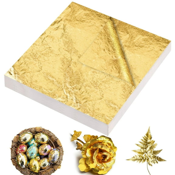 Gold Leaf Sheets for Art and DIY, 200 Pieces Imitation Gold Foil, Craft Supplies for Resin, Gilding, Nails, Furniture, Home Decor, 5.5 Inch, Gold
