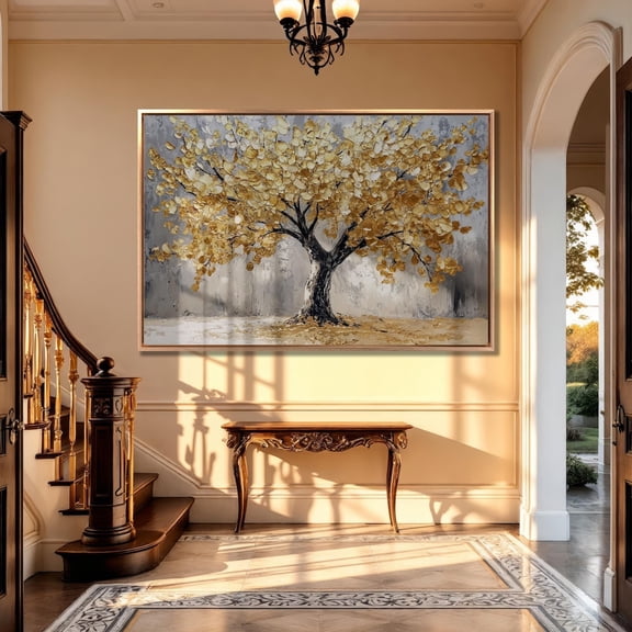 Gold Leaf Tree Art Abstract Nature Poster, Ready To Hang, 8x12 UNFRAMED