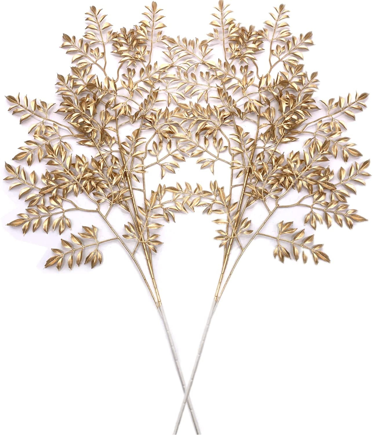 CATTREE Artificial Gold Plants For Christmas, Golden Leaves Plastic