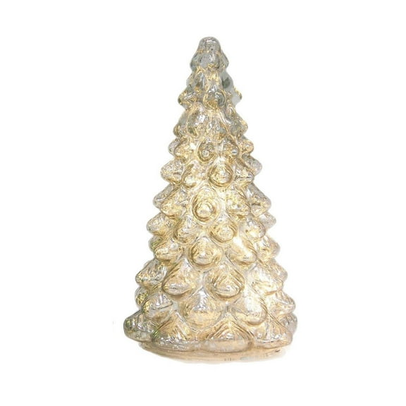 Gold Led Glass Christmas Tree Light, Illuminated Tabletop Decor For Holiday Home Party, Festive Ambiance