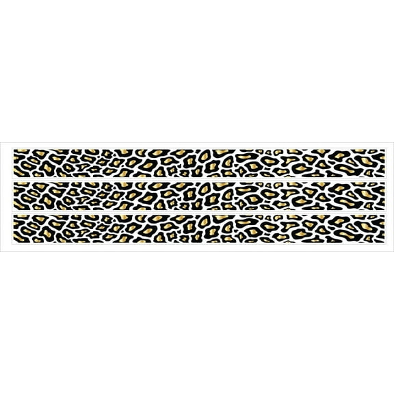 Gold Leopard Print Border in White, Black and Gold Leopard Print Wall Decals/Stickers