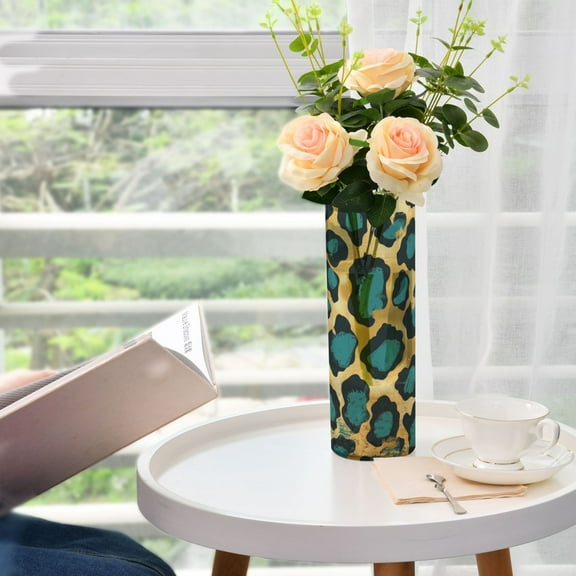 Gold Leopard Print Vases for Flowers Modern Decorative Vase Home Decor for Bedroom Kitchen Living Room Centerpieces