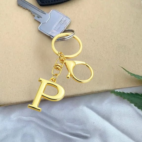 Gold Letter Keychain A–Z | Metal Alloy Initial Pendant | Personalized Monogram Accessory for Keys, Bags, Wallets | Durable Rust-Resistant | Giftable Design