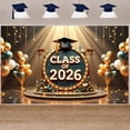 thumbnail image 1 of Gold Lettering Congratulations Grad Banner Black & Gold Graduation Backdrop Star Accents Calligraphy Font Congrats Grad Background for High School Graduation College Graduation Graduation Party, 1 of 3