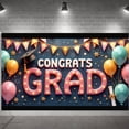 thumbnail image 1 of Gold Lettering Graduation Banner Purple Grad Cap Grad Party Backdrop Diploma Scroll Pastel Balloons Graduation Background for Graduation Ceremony College Grad Party Photo Shoot Backdrop, 1 of 9