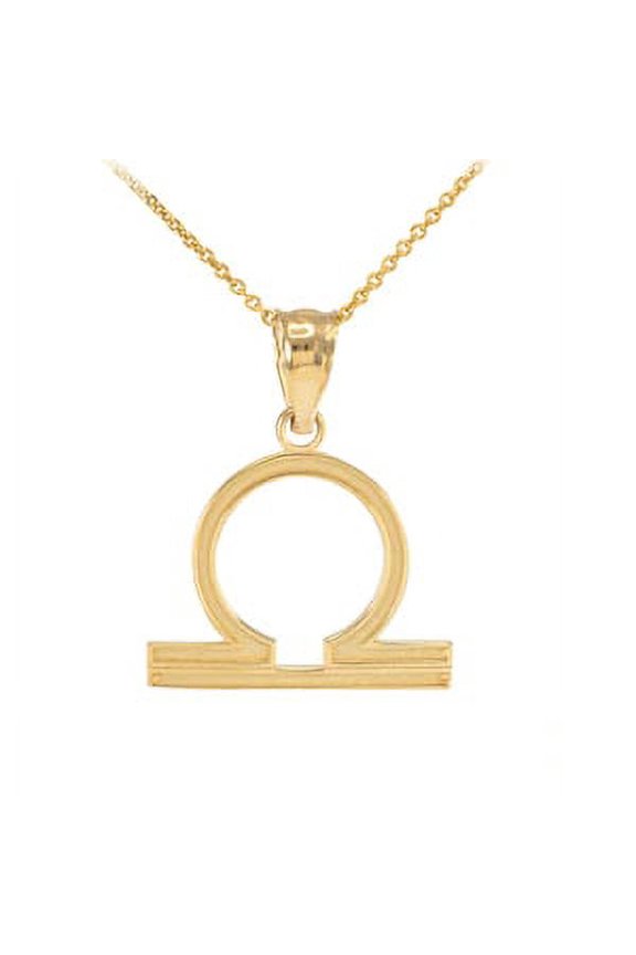 Gold Libra Zodiac Sign Pendant Necklace : 14K Pendant with 18" chain