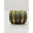 thumbnail image 1 of Gold & Light Blue Color Rhinestone Bangles, 1 of 4