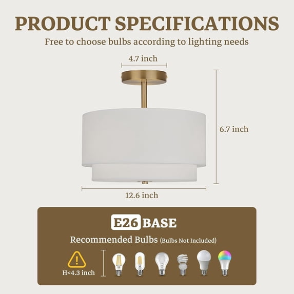 Gold Light Fixtures Ceiling Mount, 12.6