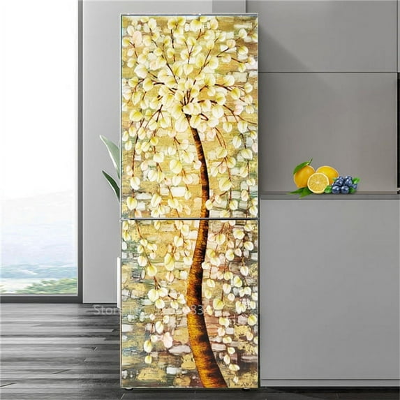 Gold Line Geometric 3D Sticker For Refrigerator Self-Adhesive Leaves Flowers Mandala Wallpaper Kitch
