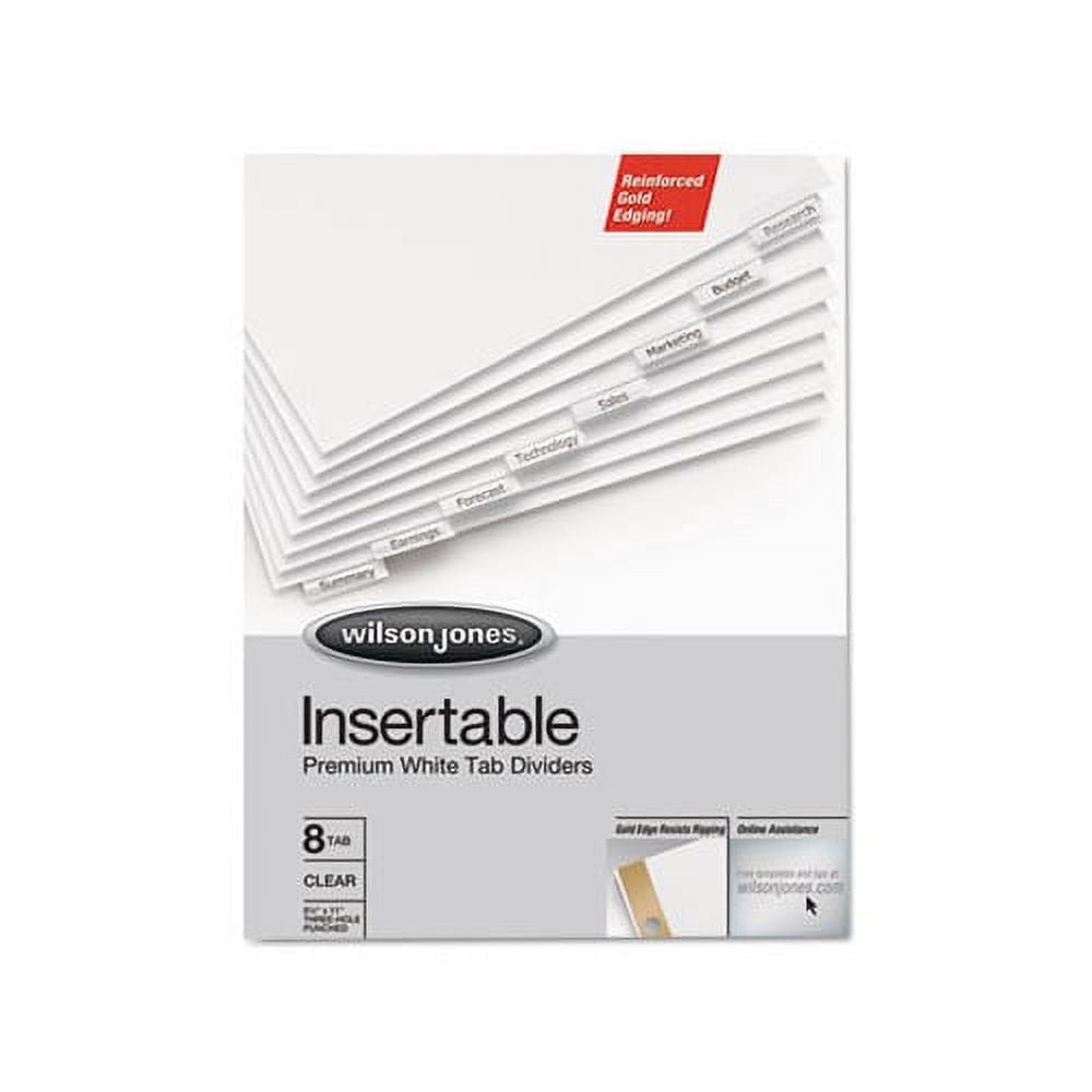 Gold Line Insert Gold Line Insertable Tab Dividers 8-Tab, 11 x 8.5, White, 1 Set ...