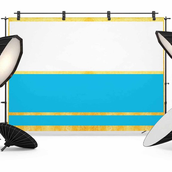 Gold Line Photography Backdrop 7x5FT, Blue Color Block Rectangular Geometric Modern Photo Backdrops, Background for Photography Studio Photo Studio Background, Back Drop for Photoshoot