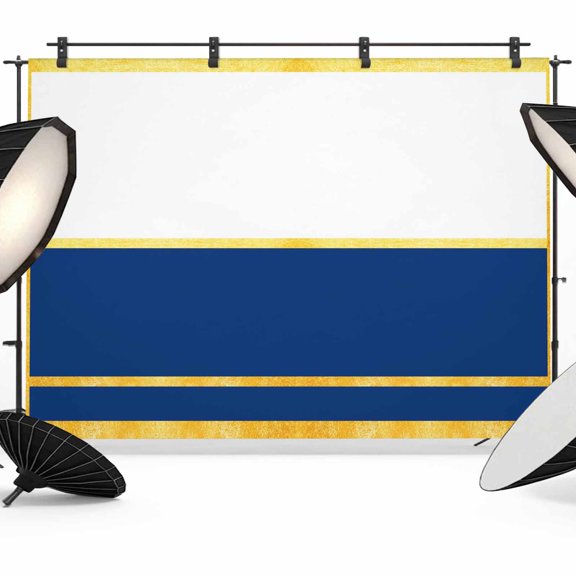 Gold Line Photography Backdrop 7x5FT, Navy Blue Color Block Rectangular Geometric Modern Photo Backdrops, Background for Photography Studio Photo Studio Background, Back Drop for Photoshoot