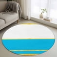 thumbnail image 1 of Gold Line Round Area Rugs 3 ft, Blue Color Block Rectangular Geometric Modern Washable Small Area Rug with Non-Slip Sturdy Edge Binding Round Front Door Mat Floor Carpet for Entryway, 1 of 9