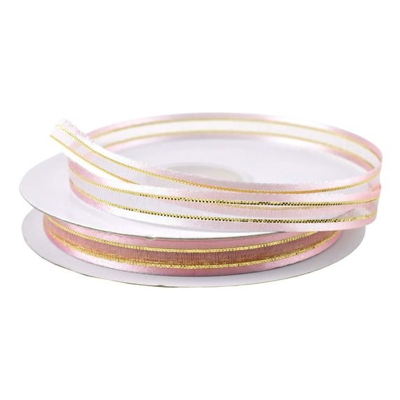 Gold-Lined Satin Edge Organza Ribbon, 3/8-Inch, 25-Yard - Light Pink