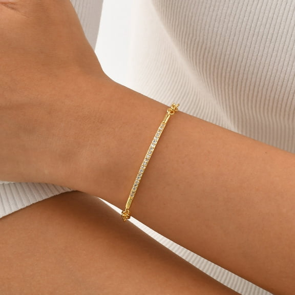 Gold Link Bracelet for Women-Dainty 18K Gold Plated Cubic Zirconia Chain Bracelets, Stainless Steel Adjustable Charm Link Bracelet Jewelry Gifts