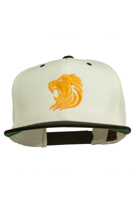 Gold Lion Embroidered Snapback Cap - Natural Black OSFM