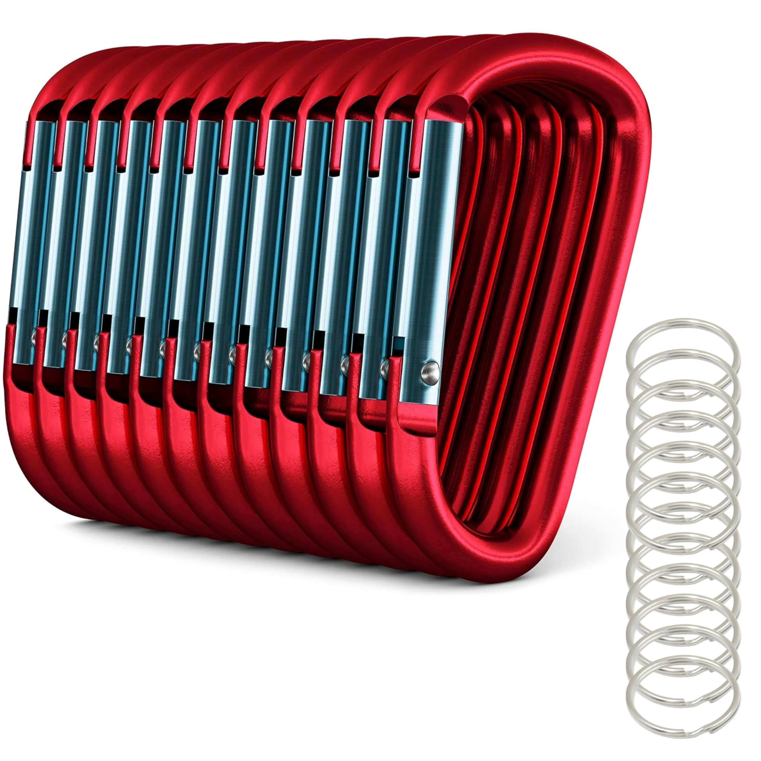 100-Pack D-Shaped Spring Carabiner Clips - Small 1-7/8" Aluminum Key Rings & Belt Hooks (OnDepot)
