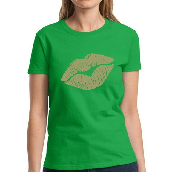 Gold Lips Shirt for Women - S M L XL 2XL 3XL Retro Costume 80s Graphic Tee - T-Shirt 90s Party Tee Gift