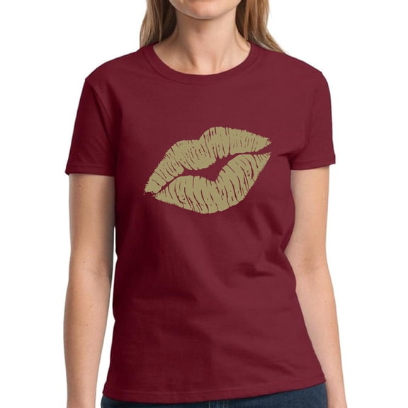 Gold Lips Shirt for Women - S M L XL 2XL 3XL Retro Costume 80s Graphic Tee - T-Shirt 90s Party Tee Gift