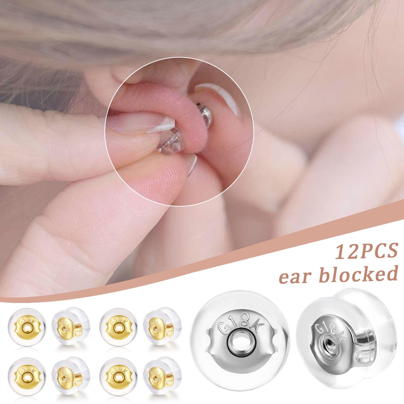 YOIHUR Locking Earring Backs for Studs,18K Gold Bullet Earring Backs Replacements for Studs, Secure Locking Backing for Sensitive Ears(Silver 3