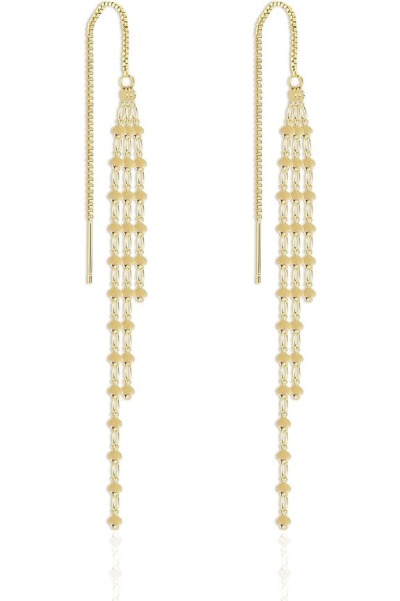 Gold Long Chain Threader Earrings For Women - Fashion Statement Drop Dangle Thread Earrings Jewelry Gift[Z6855]