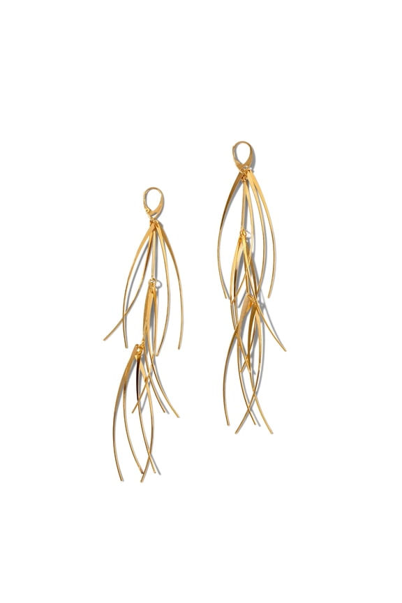 Gold Long Tinsel Earrings