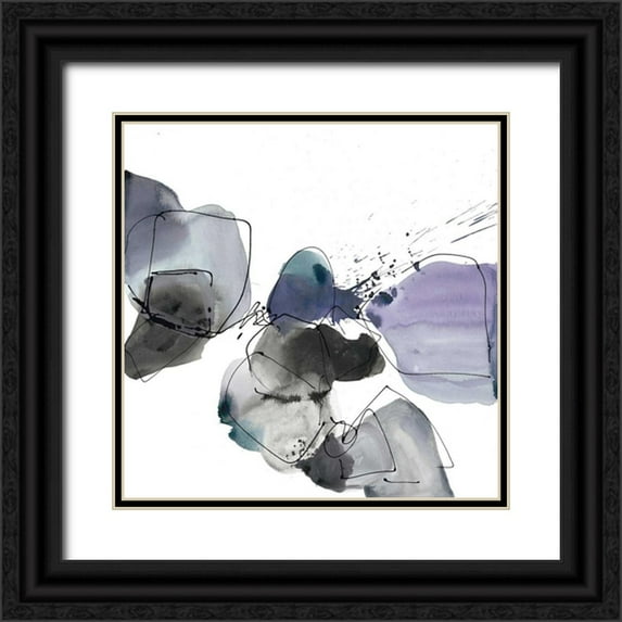 Gold, Lora 12x12 Black Ornate Wood Framed with Double Matting Museum Art Print Titled - Liquid Stone 1