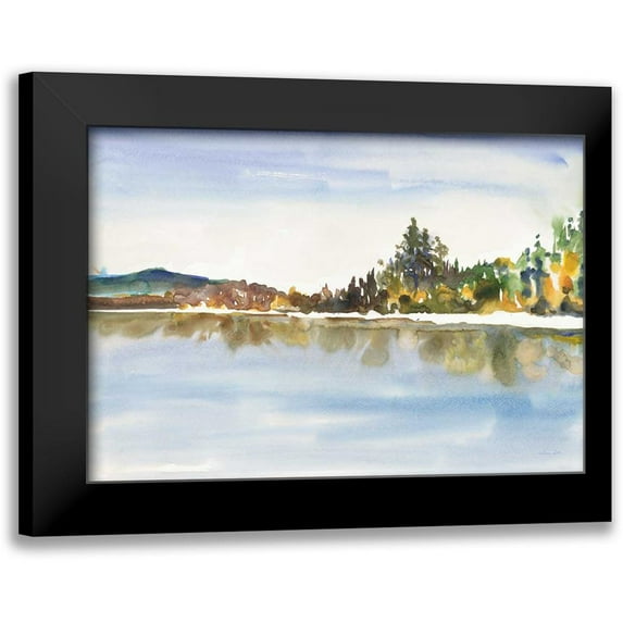 Gold, Lora 14x11 Black Modern Framed Museum Art Print Titled - Lakeside Reflections