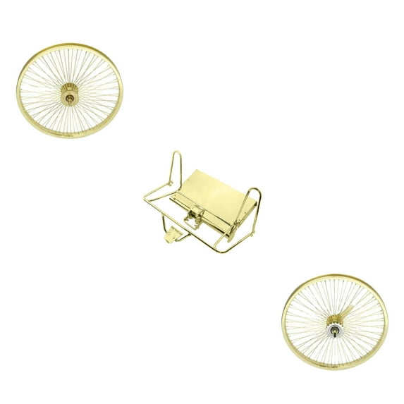 Gold Lowrider Trike Conversion Kit with Plate for 20 inch Bike. Comes with Two Gold 72 spoke wheels. Tricycle, Trike, three-wheel bike conversion kit