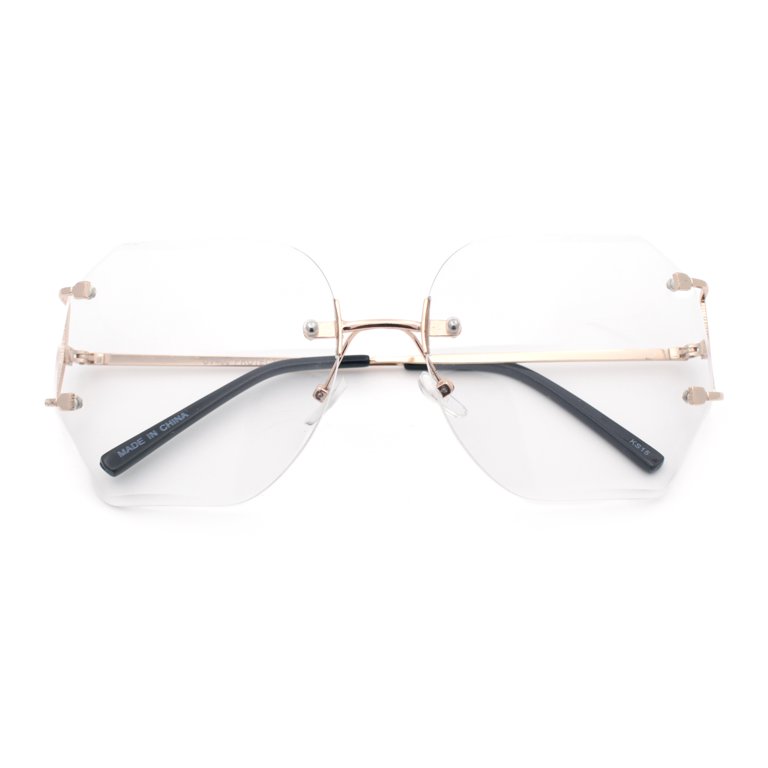 SA106 by Gold Luxury Rectangular Rimless Oversize Butterfly