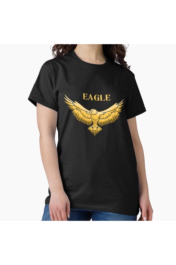 Gold Luxury Eagle Logo Bird Lover Nature Wildlife Gift Top Idea Unisex T-Shirt , up to Size 5XL